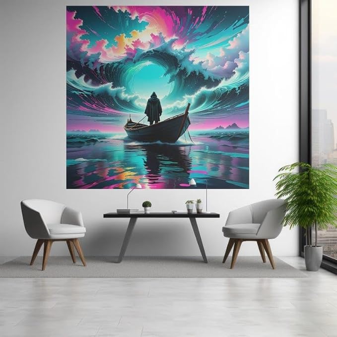 Surreal Ocean Wall Art, Framed Durable Print for Modern Home Décor, Office Living room & Bedroom- - Violet DTF Transfers