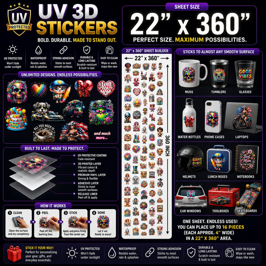 Custom UV DTF 3D Stickers