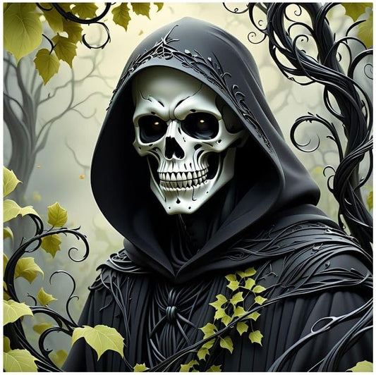 Dark Gothic Skull Art Print – Grim Reaper Wall Poster, Gothic Horror Decor for Living Room & Bedroom - Violet DTF Transfers