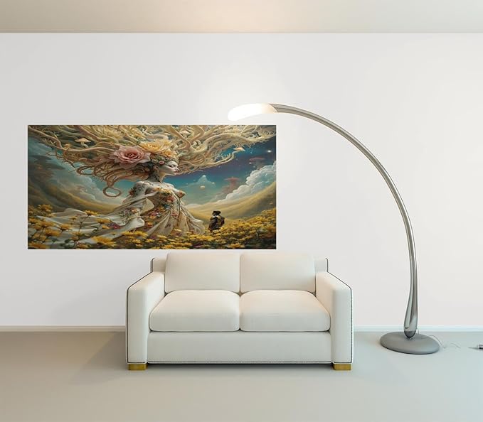 Surreal Floral Goddess Wall Art Poster – Surreal Floral Goddess Wall Art Poster – Home Decor for Living Room, Bedroom - Violet DTF Transfers