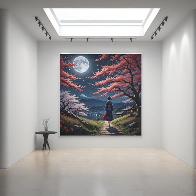 Japanese Cherry Blossom Wall Art - Elegant Japanese Nature Print for Home & Office Decor - Violet DTF Transfers