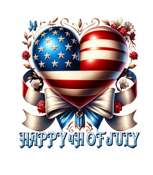 American flag in the shape of a heart - Ready to Press - Violet DTF Transfers