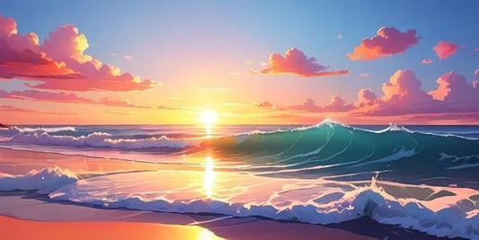Serene Ocean Sunset Wall Art – Wall Art Unique Gift for Ocean Lover, Beach Themed Rooms, Living Room & Office Décor - Violet DTF Transfers