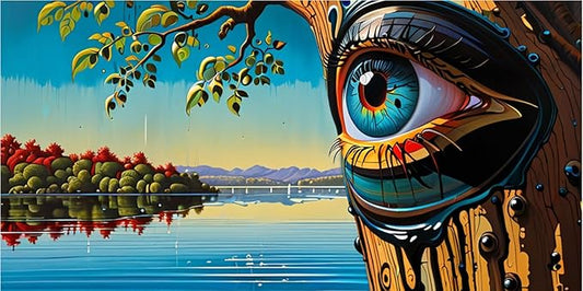 Surreal Nature Eye Poster with Frame – Rectangular Fantasy Art Print - Violet DTF Transfers