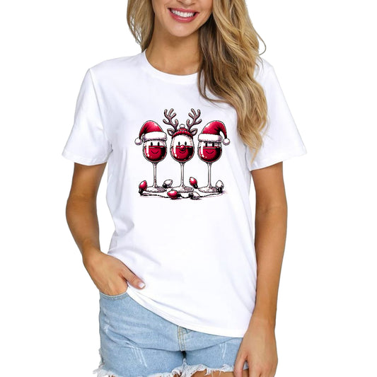 Christmas Wine Glass Trio Design – Santa & Reindeer Holiday Drinks