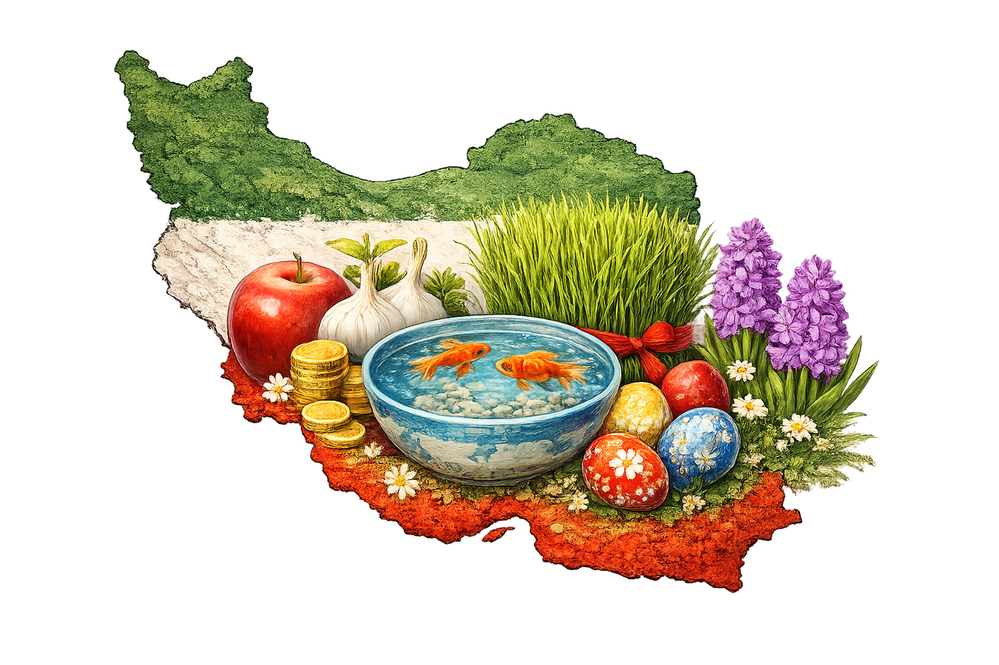 Nowruz Iran Map – Ready to Press DTF Transfer