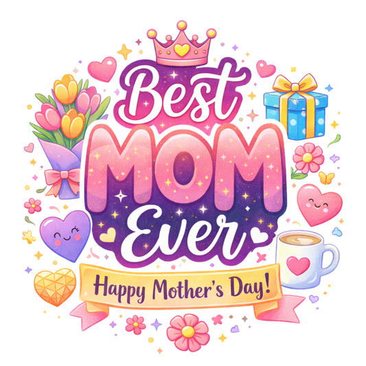 Best Mom Ever DTF Transfer – Happy Mother’s Day Design | Ready to Press Heat Transfer