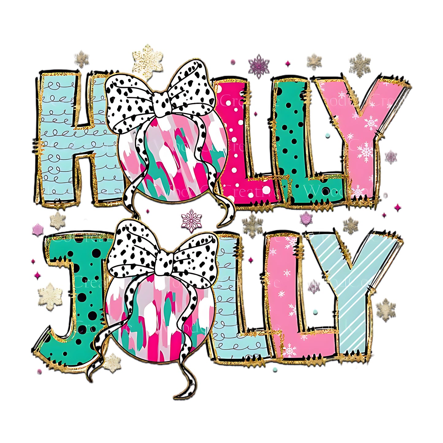 Holly Jolly Christmas Typography Design – Colorful Festive Artwork 🎀✨🎄