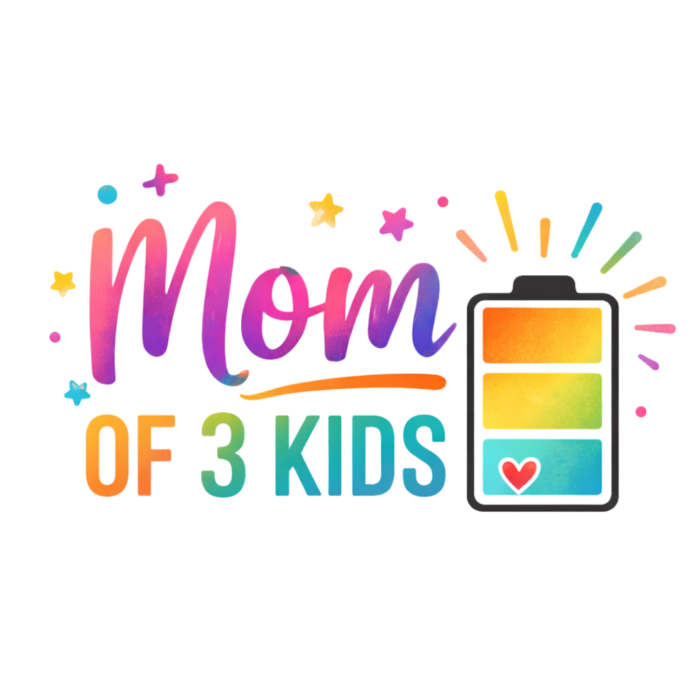 Mom of 3 Kids DTF Transfer – Colorful Battery Design | Ready to Press