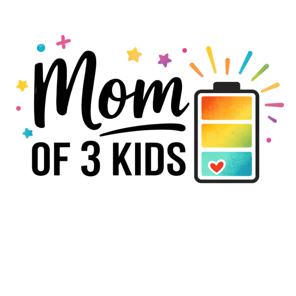 Mom of 3 Kids DTF Transfer – Battery Design Ready to Press | Mother’s Day DTF Print Size for Shirts
