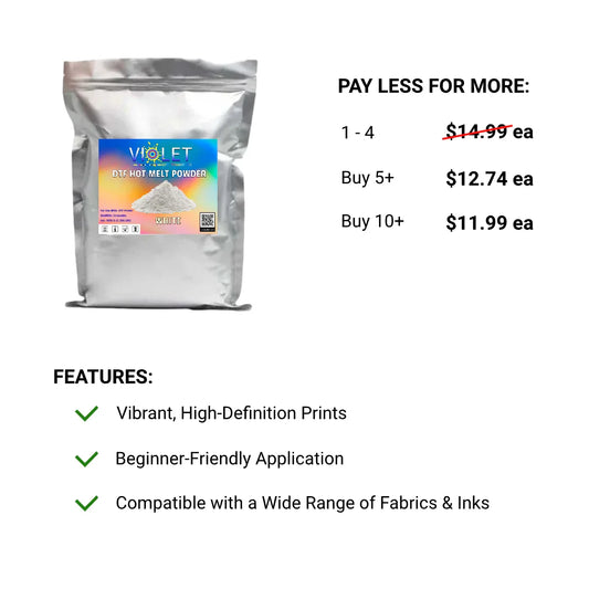 Premium DTF Hot Melt Powder - Violet DTF Transfers