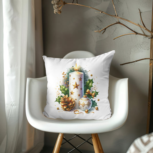 Golden Christmas Candle with Ornaments & Pinecone – Elegant Holiday Design 🕯✨🎁