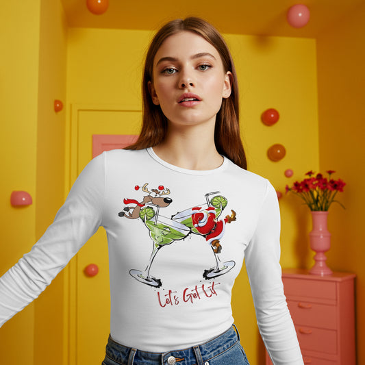 "Let's Get Lit" Funny Christmas Santa & Reindeer Holiday Design