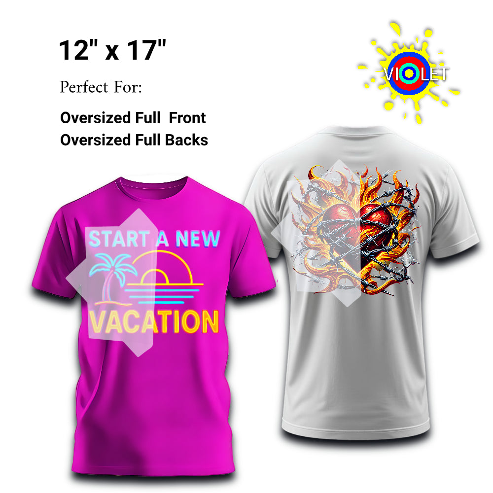Custom DTF Transfers by Size Upload & Print Fast Shipping Violet DTF