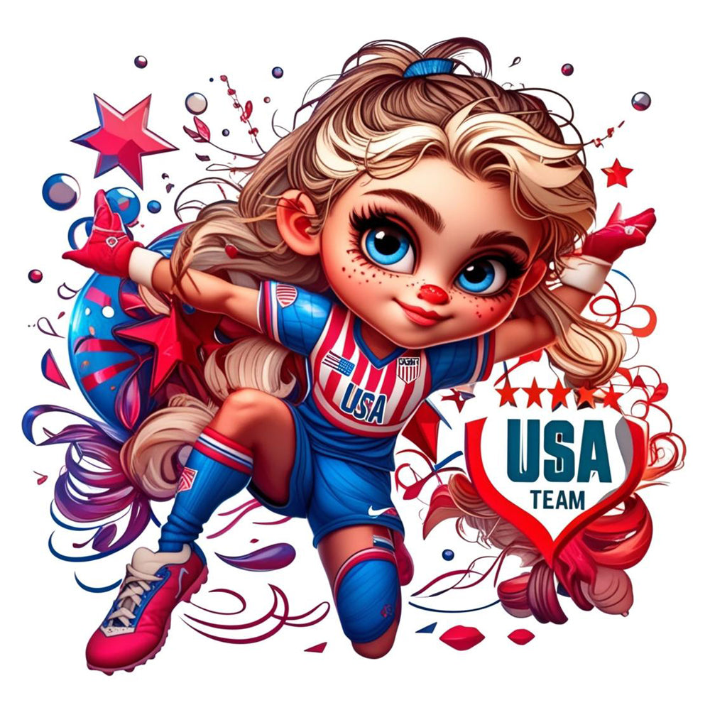 Usa Hero Girl - Ready to Press - Violet DTF Transfers