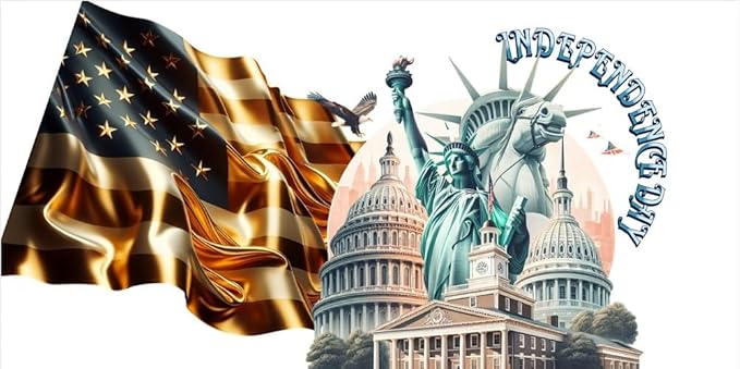 VIOLET Independence Day Poster with Frame - Patriotic Decoration for Office, Home, Veterans – American Wall Poster - Violet DTF Transfers