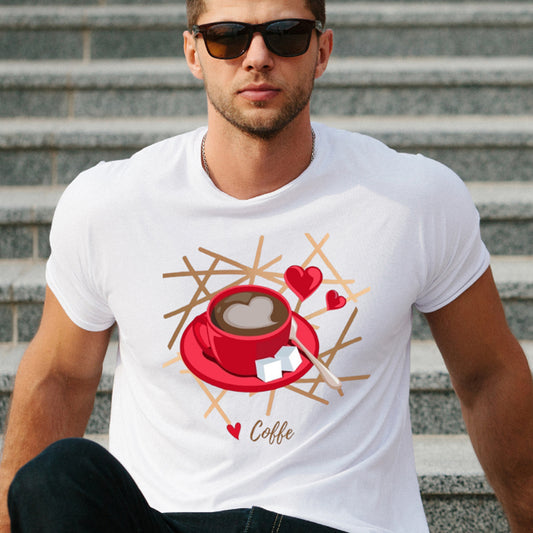 Coffee Cup With Heart - Ready to Press - Violet DTF Transfers