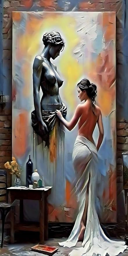 Abstract Modern Female Nude Artwork for Bedroom, Living Room, Office, Studio, Cinema Hall – Aesthetic Decor Gift - Violet DTF Transfers