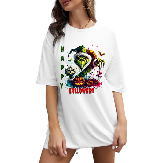 Spooky Grinch-Inspired Halloween Creepy Cartoon Graphic Tee