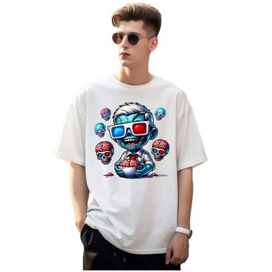 3D Zombie Brain Design – Funny Undead Skull with Glasses & Brains