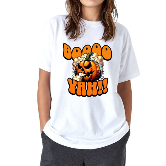 Booo Yah!! Halloween Pumpkin Design – Spooky Jack-O’-Lantern Smoke Graphic