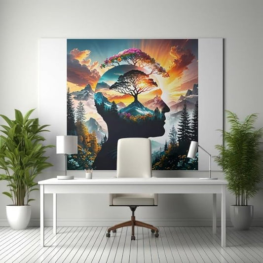 Surreal Landscape Poster with Frame – Dreamy Consciousness Artwork for Home & Office Decor - Violet DTF Transfers