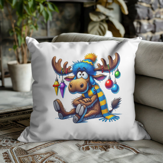 Funny Christmas Moose with Ornaments – Holiday Cartoon Design 🦌✨🎁