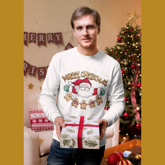 Santa & Gingerbread Men Christmas Design – Cute Holiday Artwork 🎅🍪✨