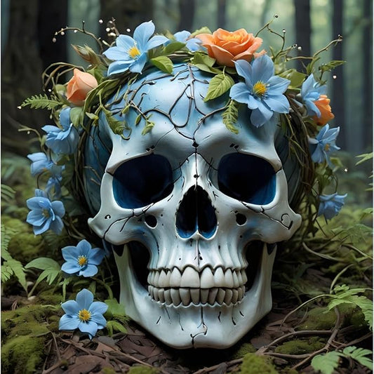 Gothic Skull Poster with Frame - Aesthetic Surreal Skull Print for Home & Office Decor - Violet DTF Transfers