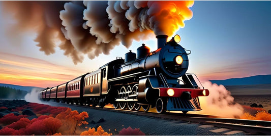 VIOLET Vintage Steam Train Poster with Frame - Autumn Landscape Print for Home & Office Decor - Violet DTF Transfers