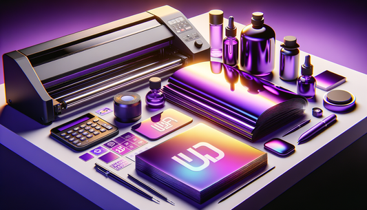 dtf transfer sheets and uv dtf stickers on clean bright workbench