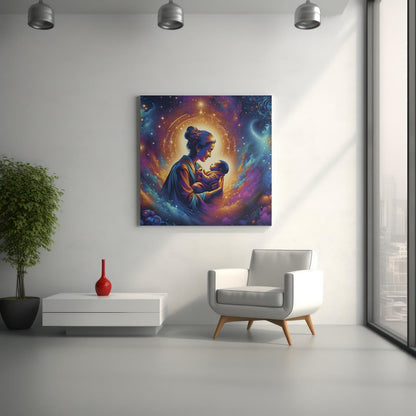 Mother and Child Wall Art Poster – Spiritual Fantasy Artwork for Living Room, Bedroom or Nursery - Violet DTF Transfers