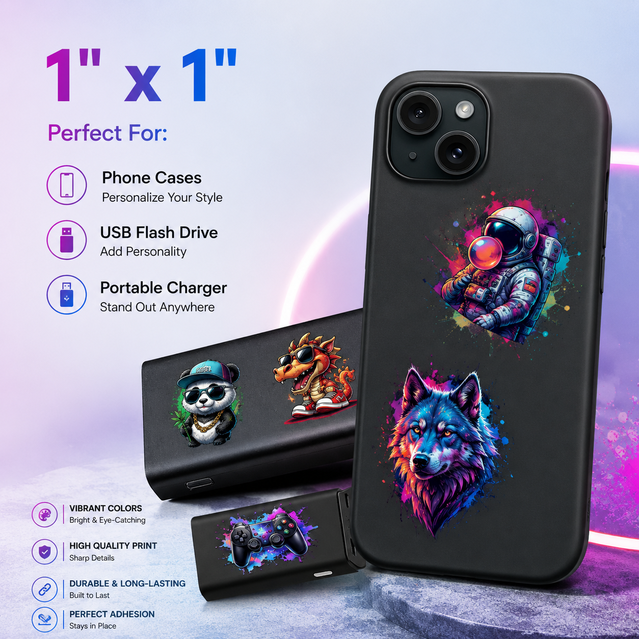 Custom UV DTF 3D Stickers by size