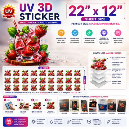 Custom UV DTF 3D Stickers