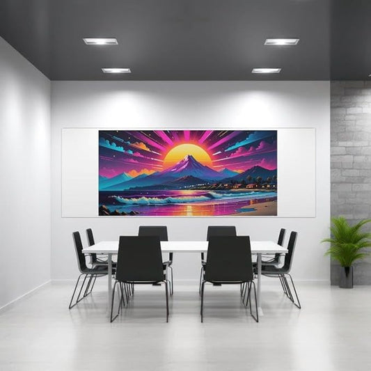 Vibrant Sunset Mountain Wall Art – Modern Landscape Print with Frame – Unique Gift for Nature Lovers & Art Enthusiast - Violet DTF Transfers