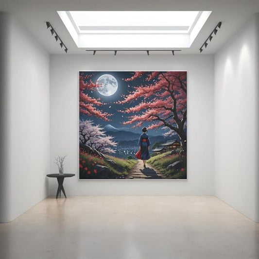Japanese Cherry Blossom Wall Art - Elegant Japanese Nature Print for Home & Office Decor - Violet DTF Transfers