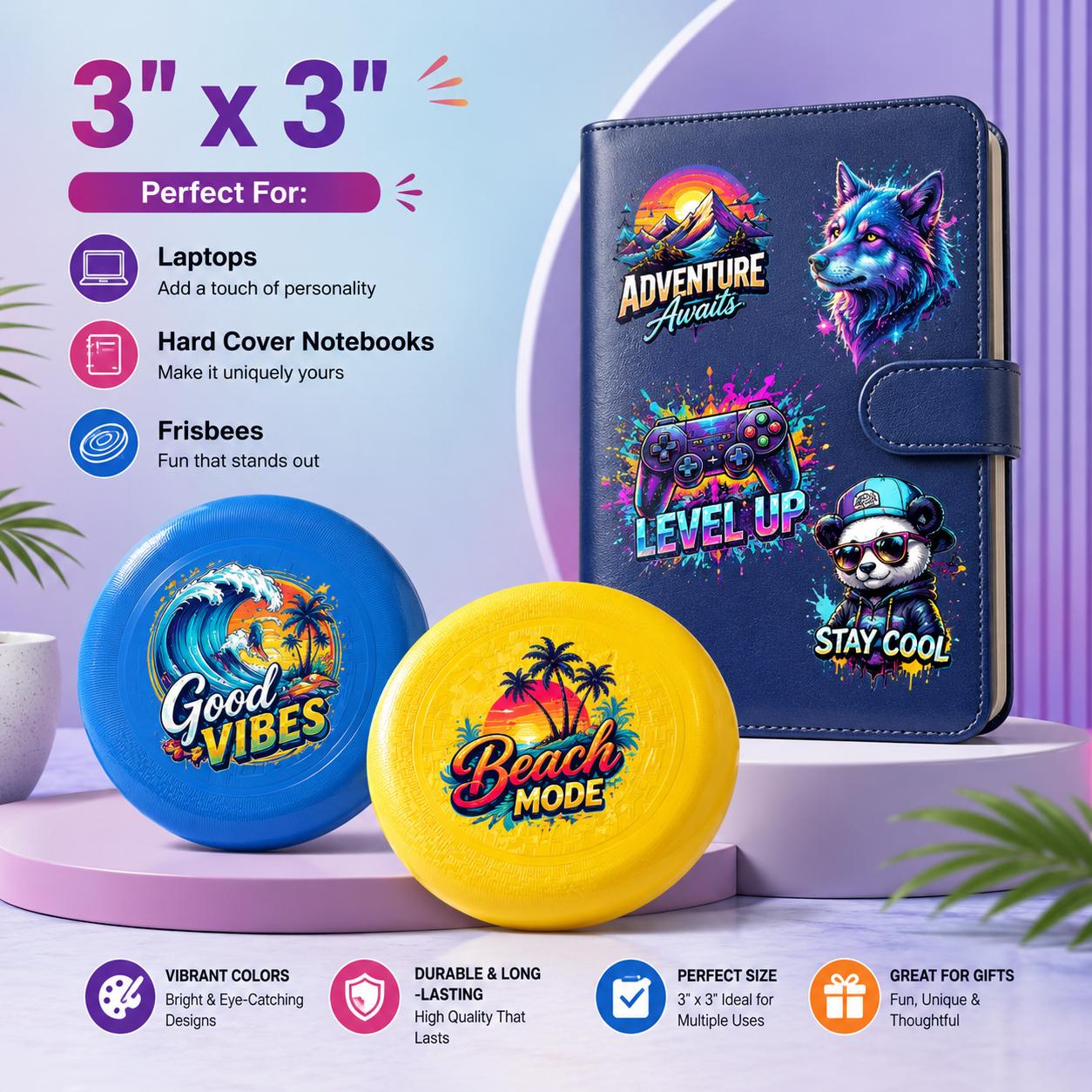 Custom UV DTF 3D Stickers by size