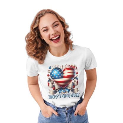 American flag in the shape of a heart - Ready to Press - Violet DTF Transfers