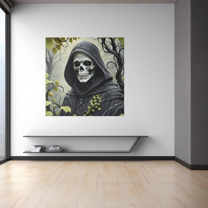 Dark Gothic Skull Art Print – Grim Reaper Wall Poster, Gothic Horror Decor for Living Room & Bedroom - Violet DTF Transfers