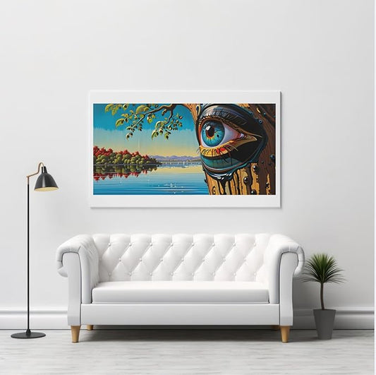 Surreal Nature Eye Poster with Frame – Rectangular Fantasy Art Print - Violet DTF Transfers