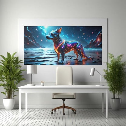 Framed Futuristic Dog Art Poster – Animal Lovers & Home Decoration - Violet DTF Transfers