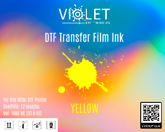 Violet DTF transfer film ink in cyan color for detailed Direct to Film printing