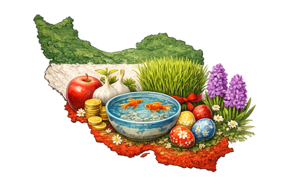 Nowruz Iran Map – Ready to Press DTF Transfer