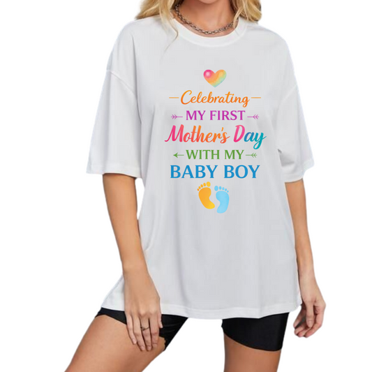 My First Mother’s Day with Baby Boy DTF Transfer – Ready to Press | New Mom Shirt Design