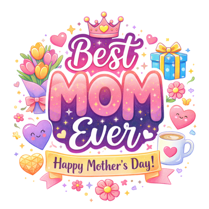 Best Mom Ever DTF Transfer – Happy Mother’s Day Design | Ready to Press Heat Transfer