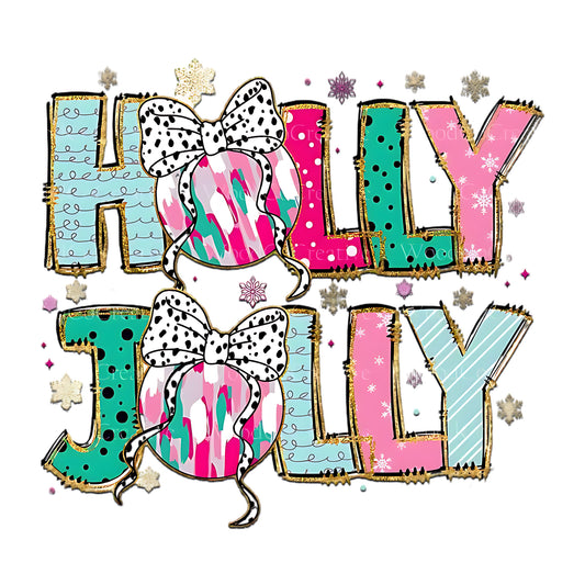 Holly Jolly Christmas Typography Design – Colorful Festive Artwork 🎀✨🎄
