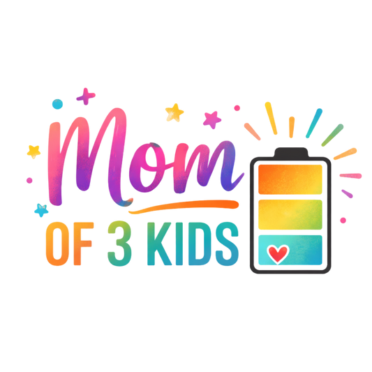 Mom of 3 Kids DTF Transfer – Colorful Battery Design | Ready to Press