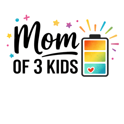 Mom of 3 Kids DTF Transfer – Battery Design Ready to Press | Mother’s Day DTF  Print Size for Shirts