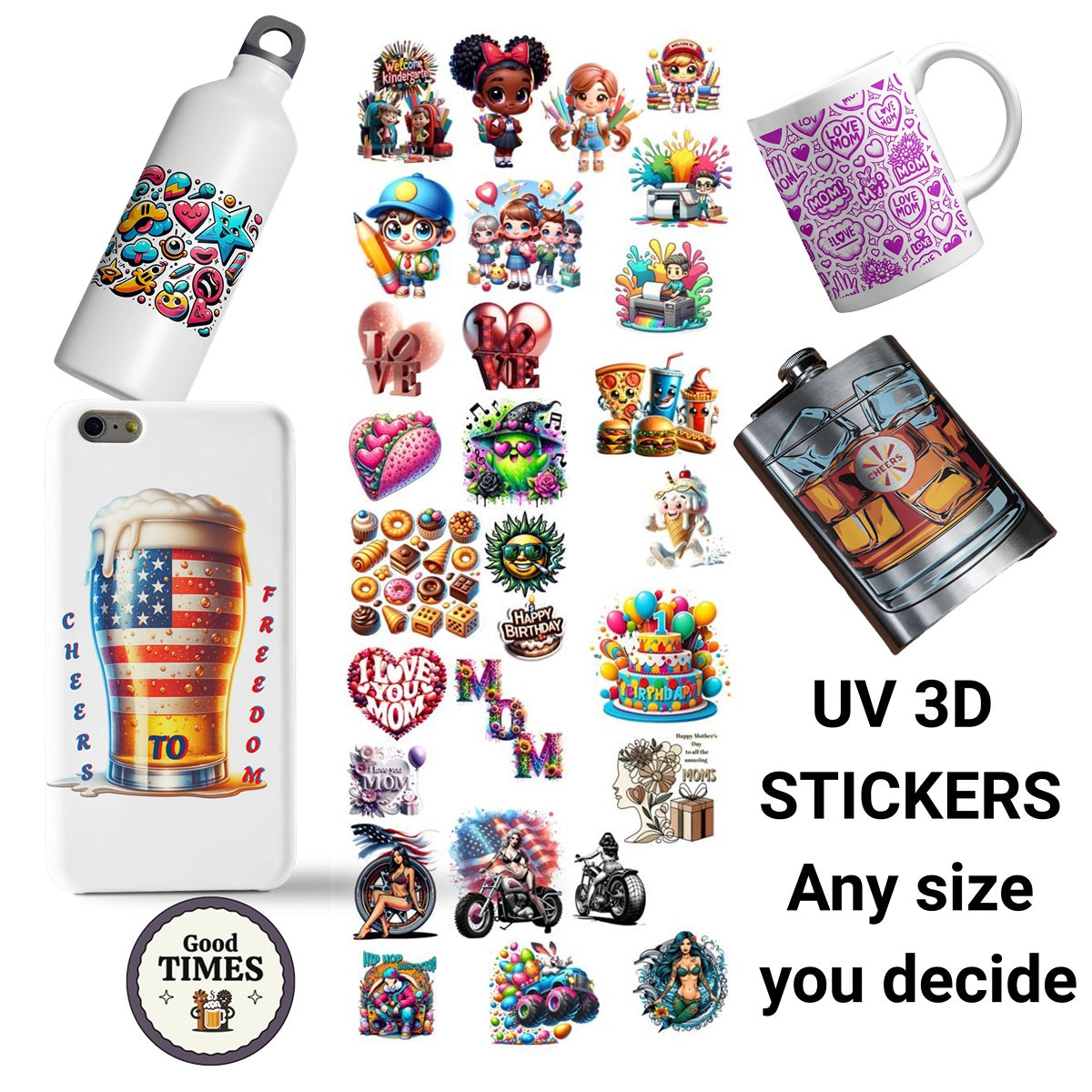 UV DTF 3D Stickers – Upload Gang Sheet - Violet DTF Transfers