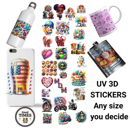 UV DTF 3D Stickers – Upload Gang Sheet - Violet DTF Transfers
